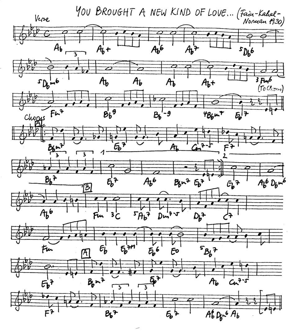 you brought a new kind of love leadsheet – book us for your next 20s or gatsby event